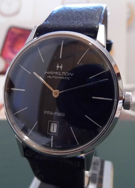 Hamilton Intra-Matic 38mm, Black Dial, Leather Strap