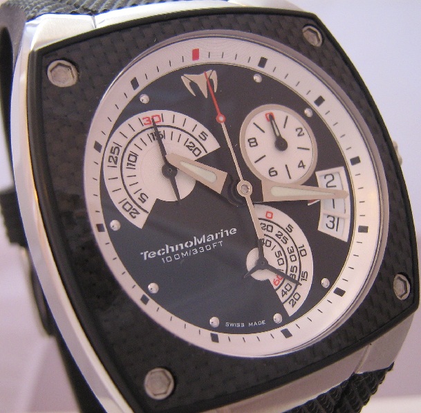 Technomarine KRA02 Chronograph, Black Dial With Rubber Strap