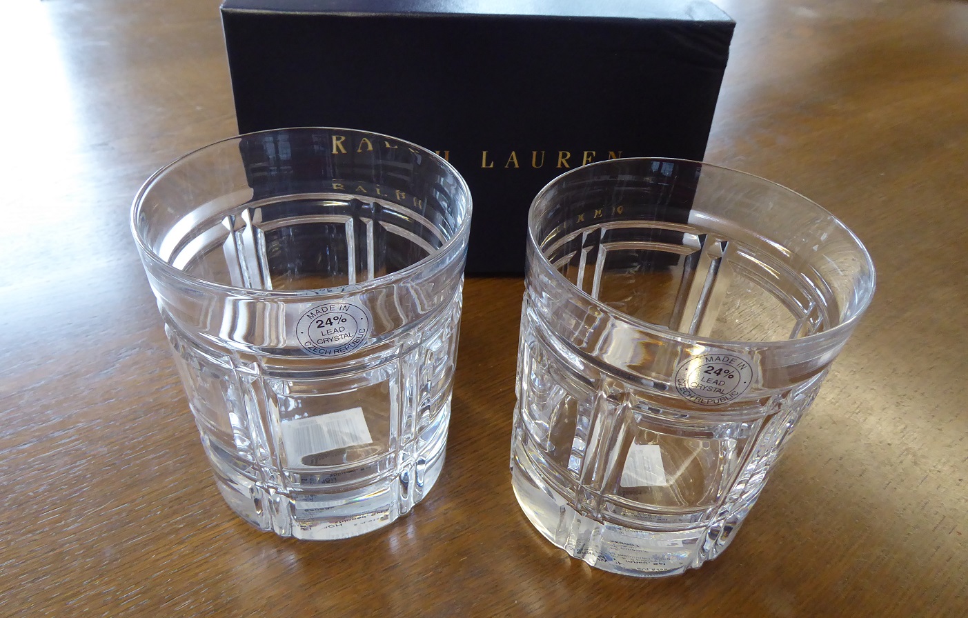 Ralph Lauren Greenwich Double Old Fashioned Glass Tumblers