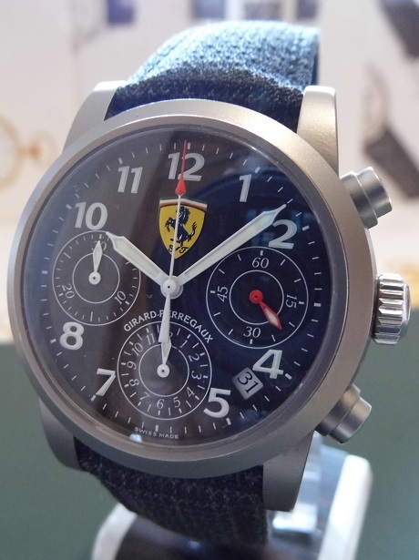 Girard Perregaux Ferrari Chronograph, Carbon Dial, Black Strap