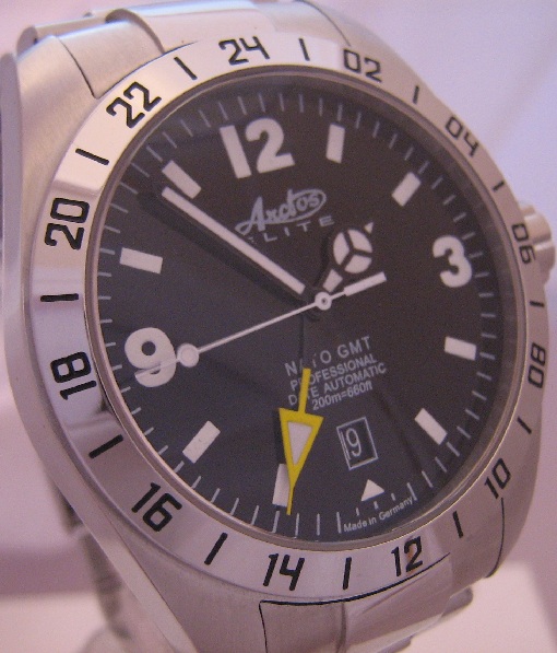 Arctos Elite Nato GMT, Black Dial, Stainless Steel Bracelet