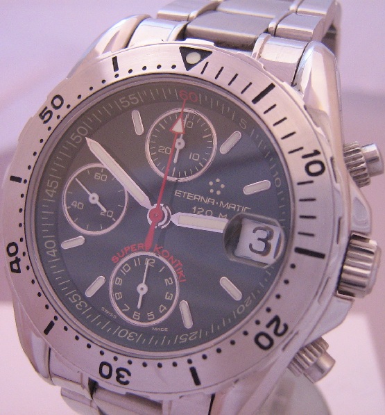 Eterna Super Kontiki Chronograph, Green Dial, Steel Bracelet