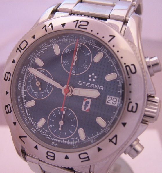 Eterna Pininfarina Chronograph, Blue Dial, Steel Bracelet