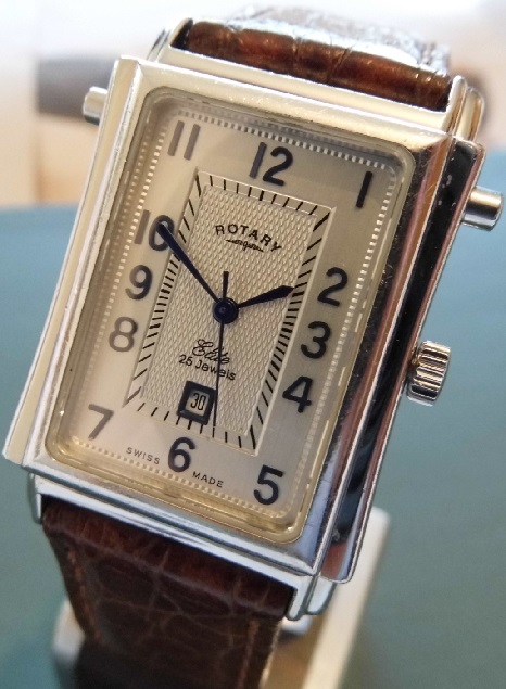 Rotary Elite Hinged Automatic, Silver Dial, Leather Strap