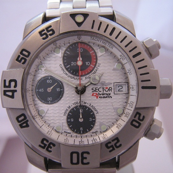 Sector Diving Team 1000 Chronograph, Silver Dial, Titanium Bracelet