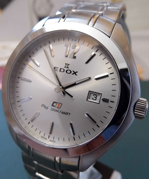 Edox C1 Quartz, Silver Dial, Bracelet