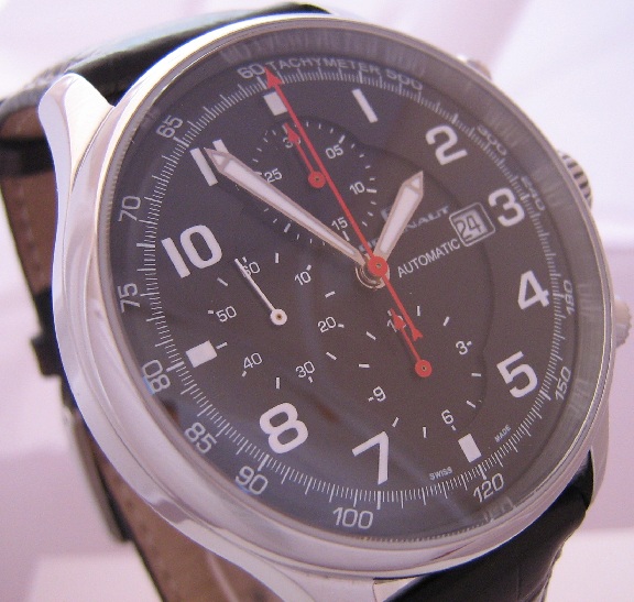 Oceanaut European Chronograph, Black Dial With Leather Strap