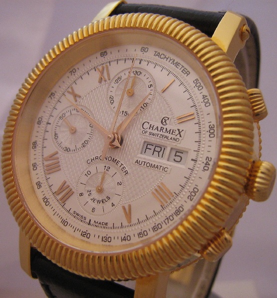 Charmex President Chronometer, Silver Dial With Leather Strap