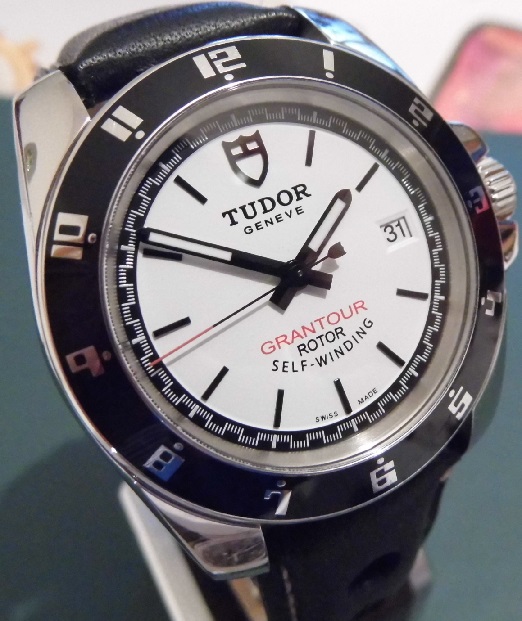Tudor Grantour, White Dial With Black Leather Strap