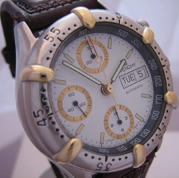 Givenchy  Newport Chronograph, White Dial With Leather Strap