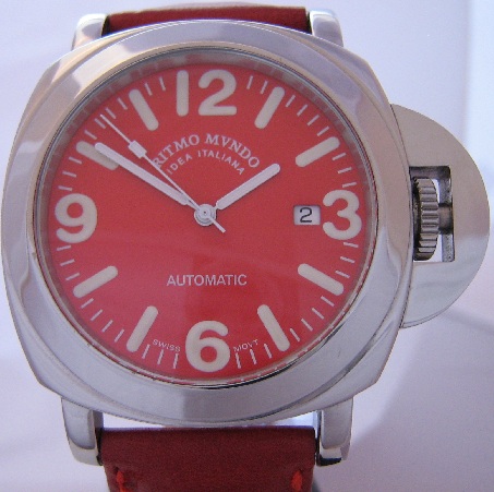 Ritmo Mvndo Ponte Automatic Watch, Red Dial, Red Strap