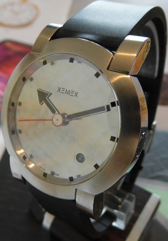 Xemex XE 5000 Minutes, Silver Engine Turned Dial, Rubber Strap