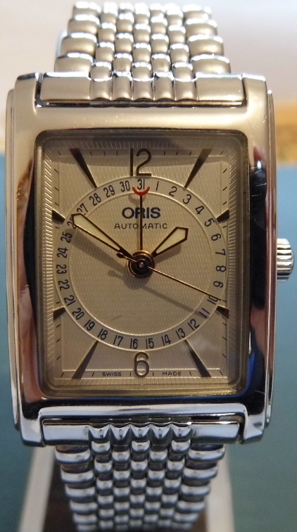 Oris Rectangular Pointer Date, Silver Dial, Stainless Steel Bracelet