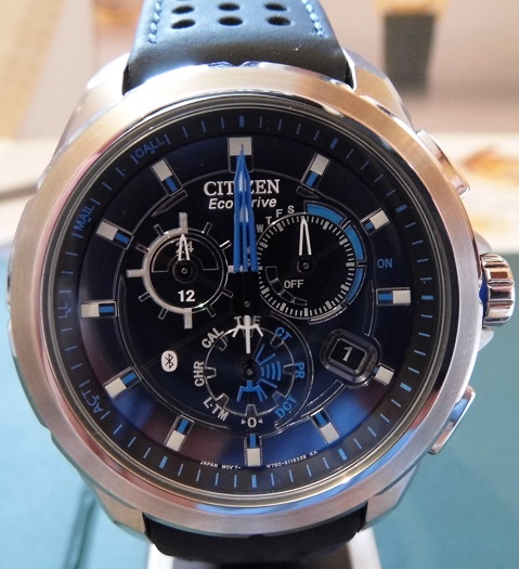 Citizen Eco Drive Proximity, Black Dial, Blue Rubberized Strap