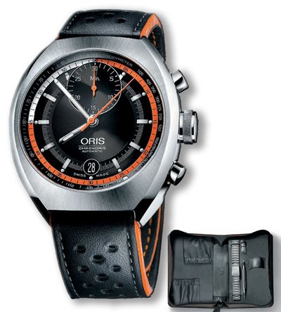 Used Oris Chronoris, Black Dial With Leather Strap & Steel Bracelet