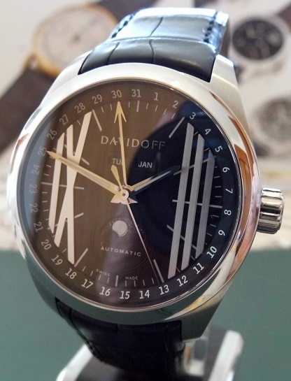 Davidoff Velocity Moonphase, Black Dial, Leather Strap