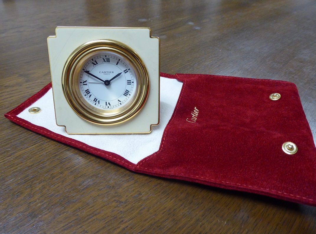 A Cartier Enamel Desk Alarm Clock
