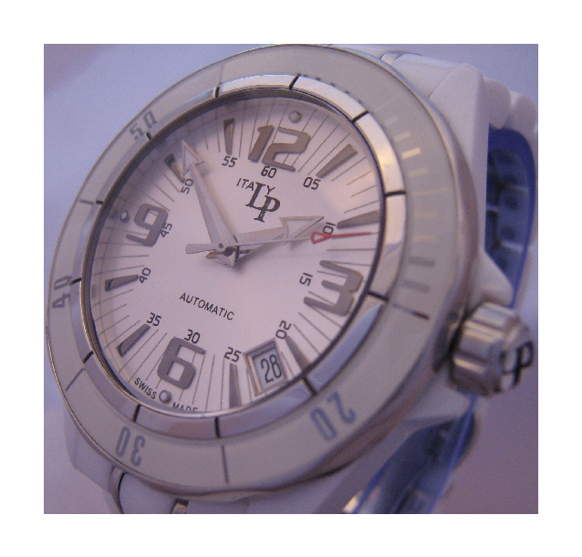 Lucien Piccard Celano Ceramic Watch, White Dial With Ceramic Bracelet
