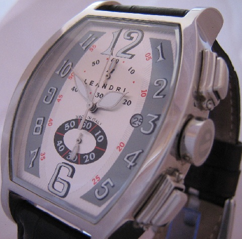 Leandri 072 Chronograph, Silver Dial With Black Leather Strap