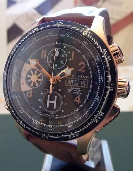 Hamilton Khaki Aviation X-Copter Chronograph, Black Dial, Leather Strap