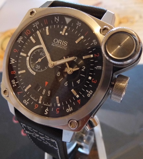 Oris BC4 Flight Timer, Black Dial, Leather Strap & Stainless Steel Bracelet