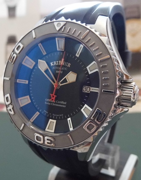 Krieger Sea Stallion Chronometer, Black Dial, Rubber Strap