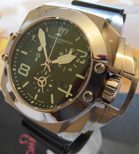 Technomarine Blackwatch Quartz Chronograph, Black Dial, Rubber Strap