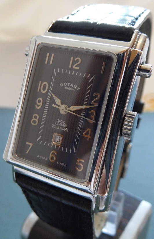 Rotary Elite Hinged Automatic, Blue Dial, Leather Strap