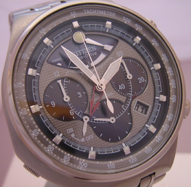 Citizen Eco Drive Chronograph, Grey Dial, Titanium Bracelet