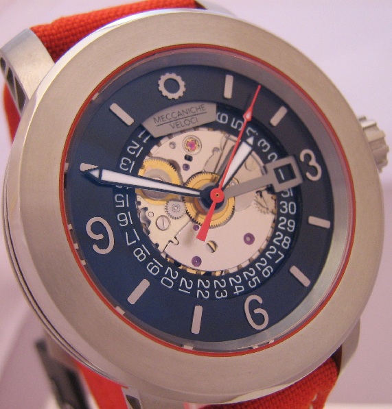 Meccaniche Veloci Ace Cafe, Black Dial With Red Cordura Strap
