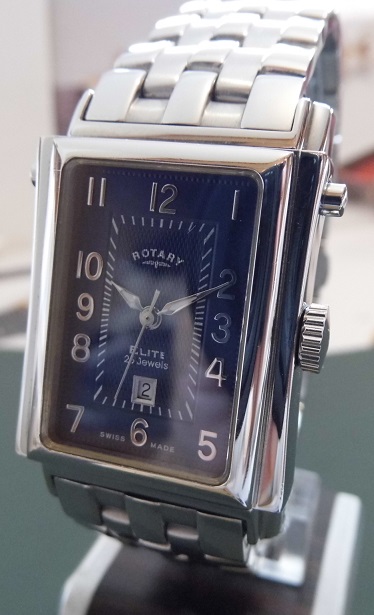 Rotary Elite Hinged Automatic, Blue Dial, Steel Bracelet