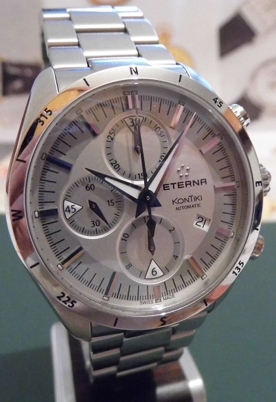 Eterna Kontiki Automatic Chronograph, Silver Dial, Bracelet