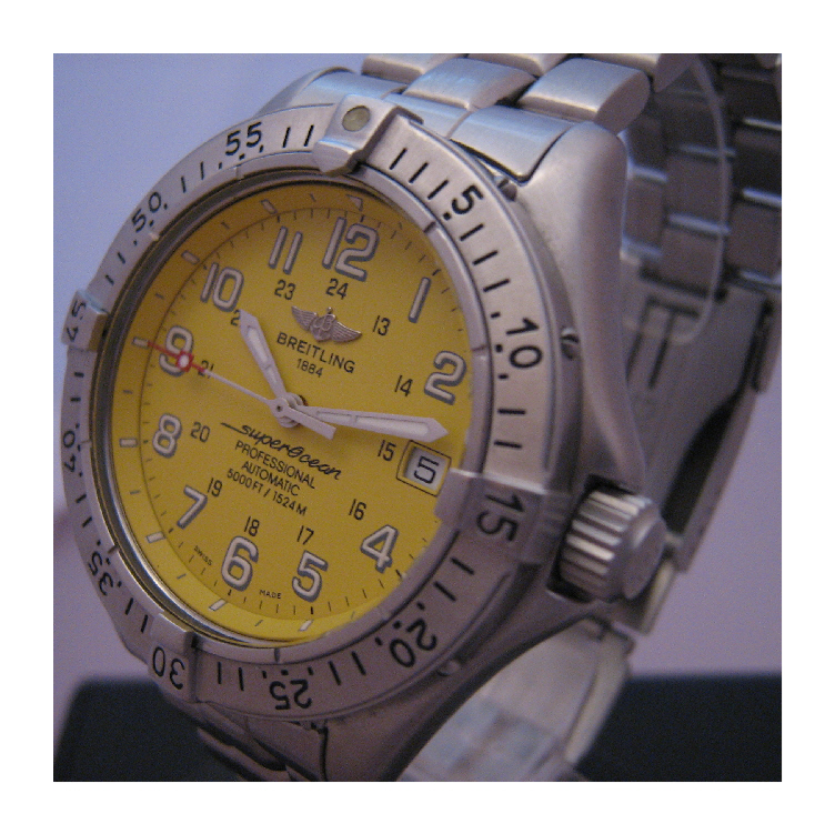 Breitling Superocean Professional, Yellow Dial, Steel and Rubber Bracelets