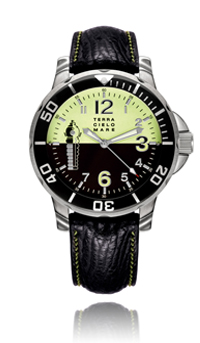 Buto Diver Automatic Watch, Black/Green Dial With Leather Strap
