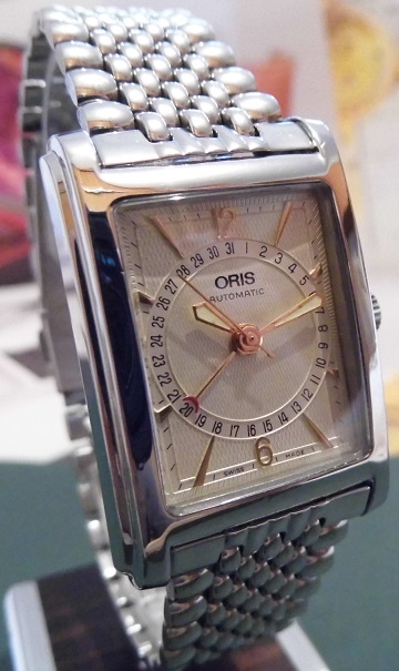 Oris Rectangular Pointer Date, Silver Dial, Stainless Steel Bracelet