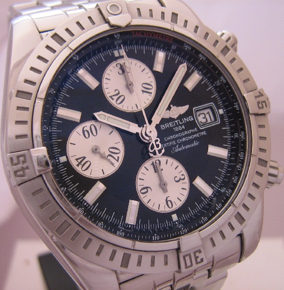 Breitling Chronomat Evolution, Black Dial, Steel Bracelet