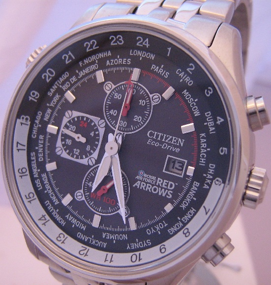 Citizen Eco Drive Red Arrows Chronograph, Black Dial With Bracelet