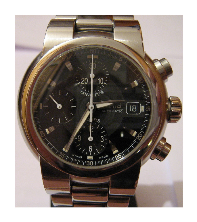 Used Oris TT1 Chronograph, Black Dial With Stainless Steel Bracelet