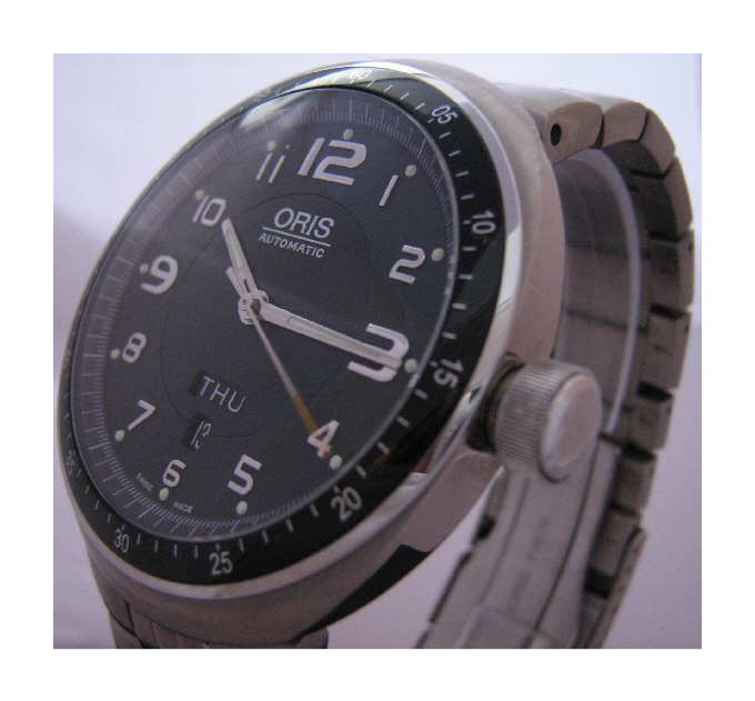 Oris TT3 Titanium Watch, Green Dial With Titanium Bracelet