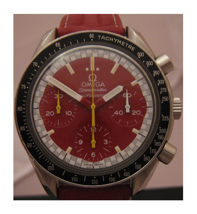Omega Speedmaster Schumacher, Red Dial With Red Leather Strap