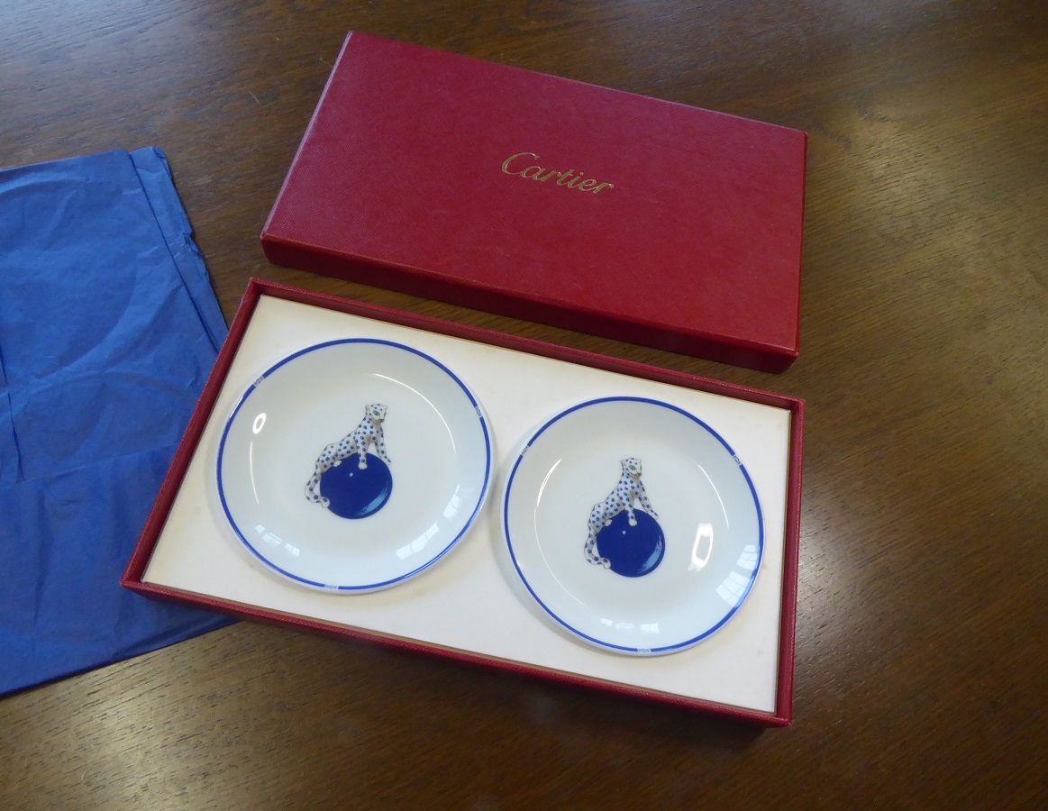 Cartier Limoges Panther Porcelain Trinket Dishes