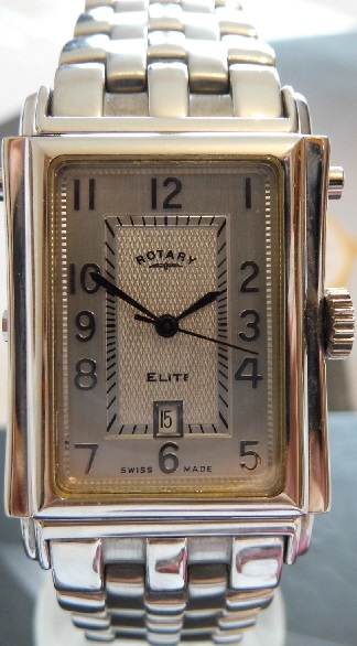 Rotary Elite Reverso Quartz, Silver Dials, Steel Bracelet