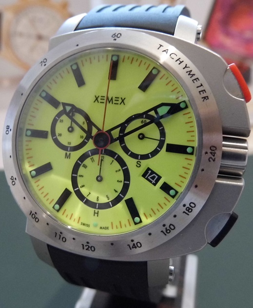 Xemex Concept One Chronograph, Yellow Dial, Rubber Strap