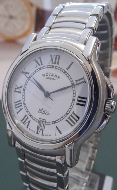 Rotary Elite Quartz, White Dial, Bracelet