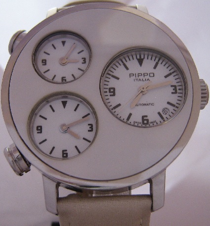 Pippo Italia Lifetime Watch, White Dial With Two Straps