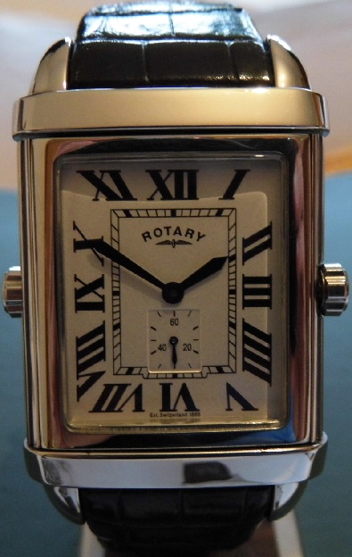 Rotary Revelation Reverso, Black & White Dials, Leather Strap