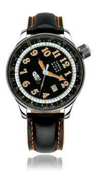 Joe Petrali Automatic Watch, Black Dial With Leather Strap