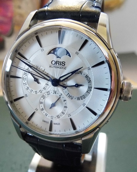Oris Artelier Moonphase, Silver Dial, Leather Strap