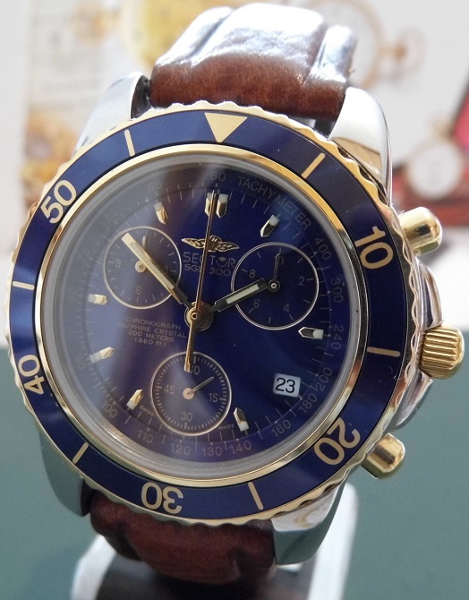 Sector SGE 300 Chronograph, Blue Dial, Leather Strap