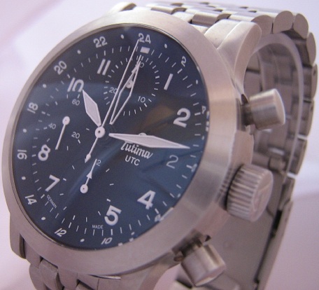 Tutima FX UTC Automatic Chronograph, Black Dial With Steel Bracelet